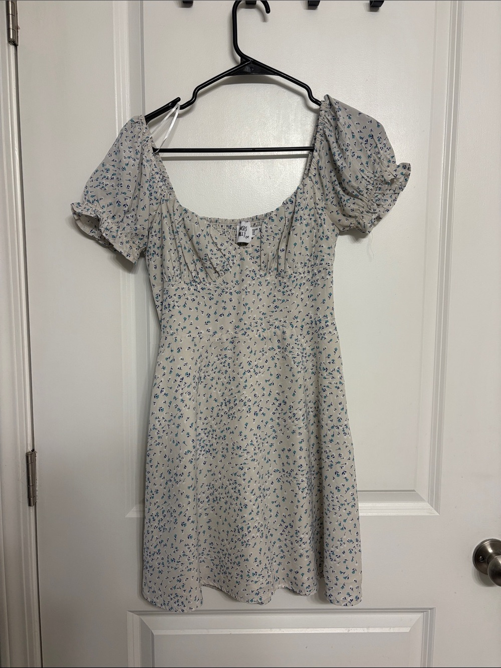 Princess Polly Cream Mini Dress with Blue Floral Print